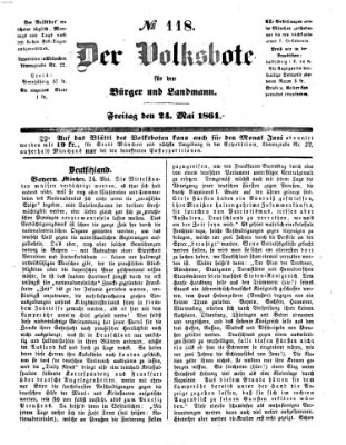 Der Volksbote für den Bürger und Landmann Freitag 24. Mai 1861