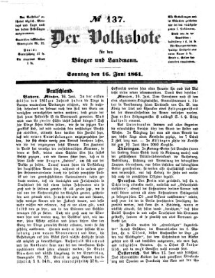 Der Volksbote für den Bürger und Landmann Sonntag 16. Juni 1861