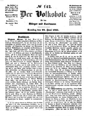 Der Volksbote für den Bürger und Landmann Samstag 22. Juni 1861