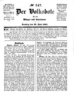 Der Volksbote für den Bürger und Landmann Samstag 29. Juni 1861