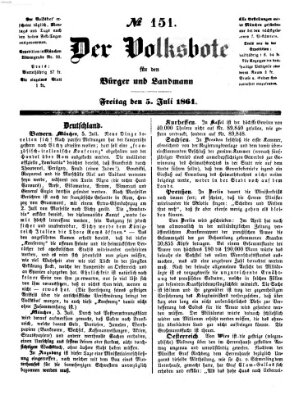 Der Volksbote für den Bürger und Landmann Freitag 5. Juli 1861