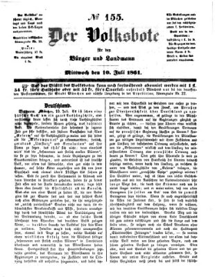 Der Volksbote für den Bürger und Landmann Mittwoch 10. Juli 1861