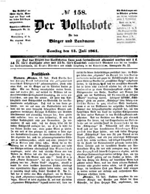 Der Volksbote für den Bürger und Landmann Samstag 13. Juli 1861