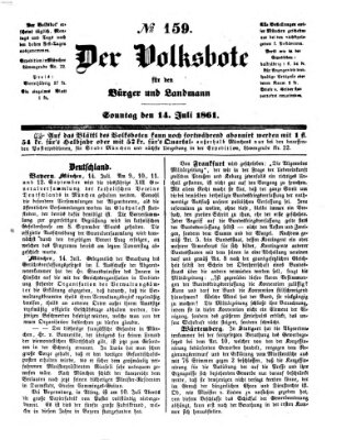 Der Volksbote für den Bürger und Landmann Sonntag 14. Juli 1861