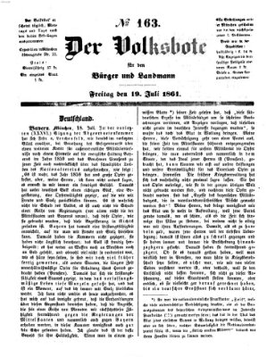 Der Volksbote für den Bürger und Landmann Freitag 19. Juli 1861