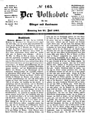 Der Volksbote für den Bürger und Landmann Sonntag 21. Juli 1861