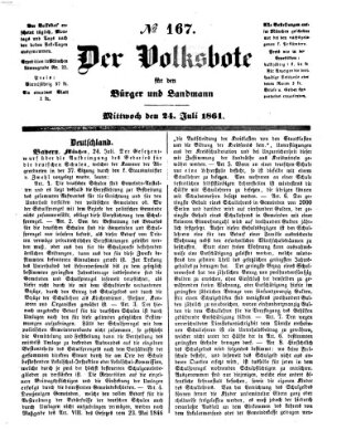 Der Volksbote für den Bürger und Landmann Mittwoch 24. Juli 1861