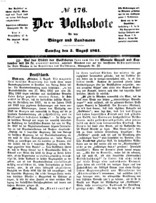 Der Volksbote für den Bürger und Landmann Samstag 3. August 1861