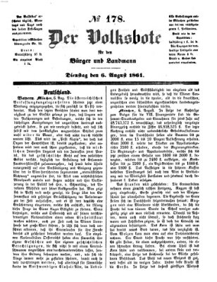 Der Volksbote für den Bürger und Landmann Dienstag 6. August 1861