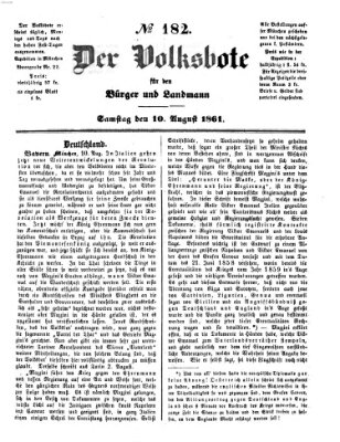 Der Volksbote für den Bürger und Landmann Samstag 10. August 1861