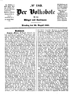 Der Volksbote für den Bürger und Landmann Dienstag 20. August 1861