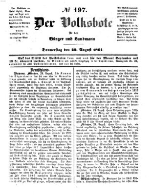 Der Volksbote für den Bürger und Landmann Donnerstag 29. August 1861