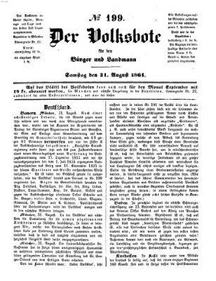 Der Volksbote für den Bürger und Landmann Samstag 31. August 1861