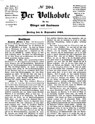 Der Volksbote für den Bürger und Landmann Freitag 6. September 1861