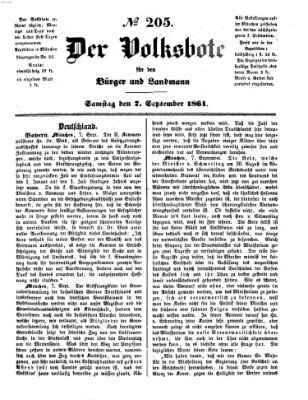 Der Volksbote für den Bürger und Landmann Samstag 7. September 1861