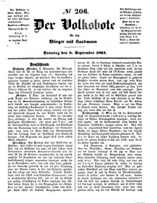 Der Volksbote für den Bürger und Landmann Sonntag 8. September 1861