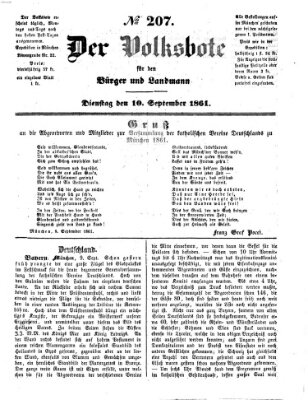 Der Volksbote für den Bürger und Landmann Dienstag 10. September 1861