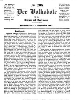 Der Volksbote für den Bürger und Landmann Mittwoch 11. September 1861