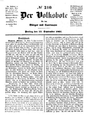 Der Volksbote für den Bürger und Landmann Freitag 13. September 1861