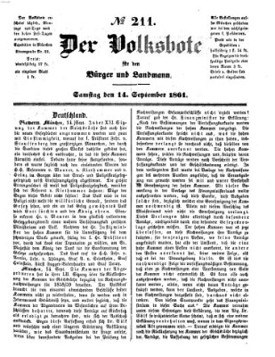 Der Volksbote für den Bürger und Landmann Samstag 14. September 1861