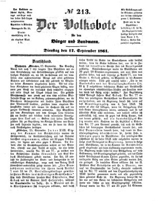 Der Volksbote für den Bürger und Landmann Dienstag 17. September 1861