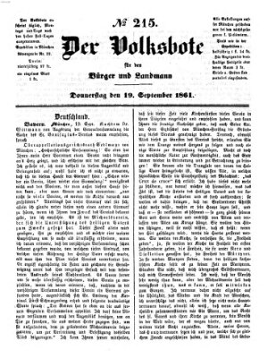 Der Volksbote für den Bürger und Landmann Donnerstag 19. September 1861