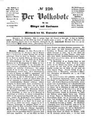 Der Volksbote für den Bürger und Landmann Mittwoch 25. September 1861