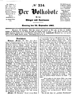 Der Volksbote für den Bürger und Landmann Sonntag 29. September 1861