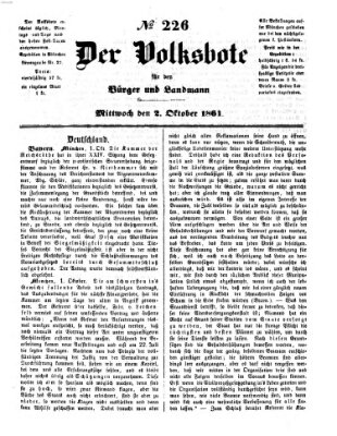 Der Volksbote für den Bürger und Landmann Mittwoch 2. Oktober 1861