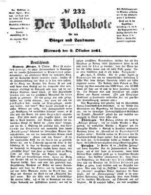 Der Volksbote für den Bürger und Landmann Mittwoch 9. Oktober 1861