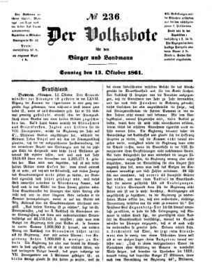 Der Volksbote für den Bürger und Landmann Sonntag 13. Oktober 1861