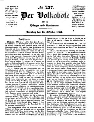 Der Volksbote für den Bürger und Landmann Dienstag 15. Oktober 1861