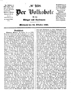 Der Volksbote für den Bürger und Landmann Mittwoch 16. Oktober 1861