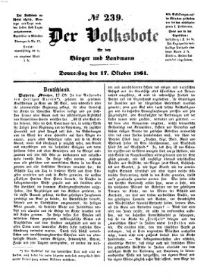 Der Volksbote für den Bürger und Landmann Donnerstag 17. Oktober 1861