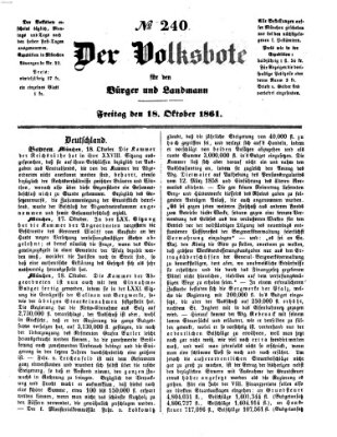 Der Volksbote für den Bürger und Landmann Freitag 18. Oktober 1861