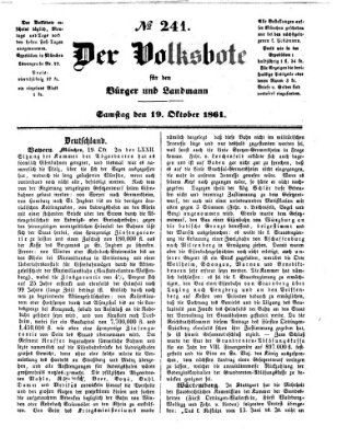 Der Volksbote für den Bürger und Landmann Samstag 19. Oktober 1861