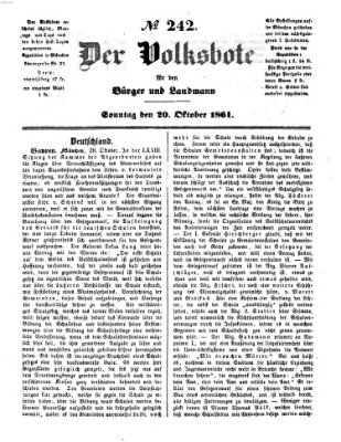 Der Volksbote für den Bürger und Landmann Sonntag 20. Oktober 1861