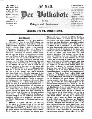 Der Volksbote für den Bürger und Landmann Dienstag 22. Oktober 1861