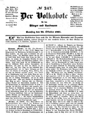 Der Volksbote für den Bürger und Landmann Samstag 26. Oktober 1861