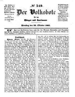 Der Volksbote für den Bürger und Landmann Dienstag 29. Oktober 1861