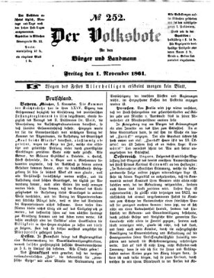 Der Volksbote für den Bürger und Landmann Freitag 1. November 1861