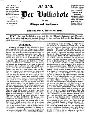 Der Volksbote für den Bürger und Landmann Sonntag 3. November 1861