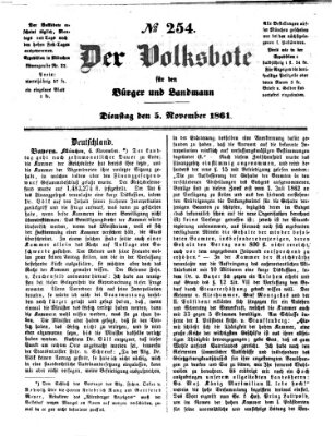 Der Volksbote für den Bürger und Landmann Dienstag 5. November 1861