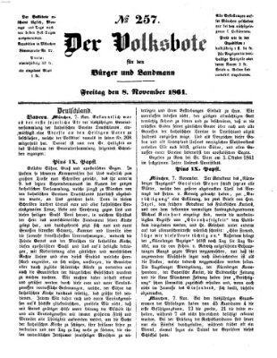 Der Volksbote für den Bürger und Landmann Freitag 8. November 1861