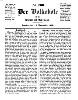 Der Volksbote für den Bürger und Landmann Dienstag 12. November 1861