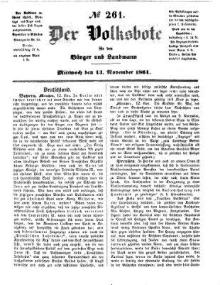 Der Volksbote für den Bürger und Landmann Mittwoch 13. November 1861