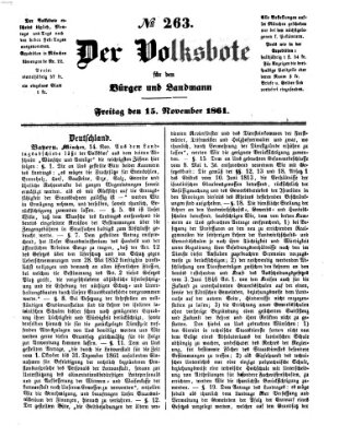 Der Volksbote für den Bürger und Landmann Freitag 15. November 1861