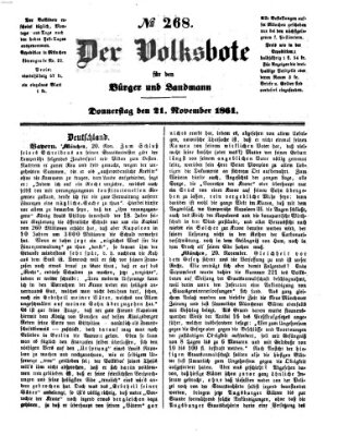 Der Volksbote für den Bürger und Landmann Donnerstag 21. November 1861