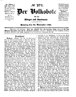 Der Volksbote für den Bürger und Landmann Sonntag 24. November 1861