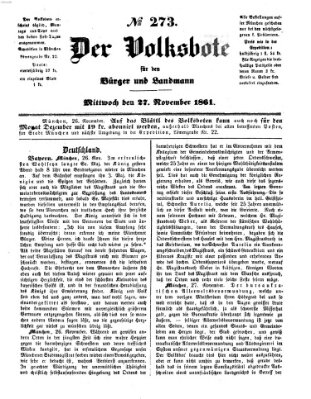 Der Volksbote für den Bürger und Landmann Mittwoch 27. November 1861